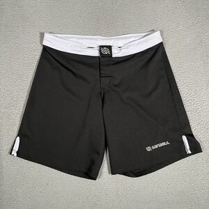 Sanabul Shorts Mens 38 Black No Gi Jiu Jitsu MMA‎ Drawstring Board Stretch Logo